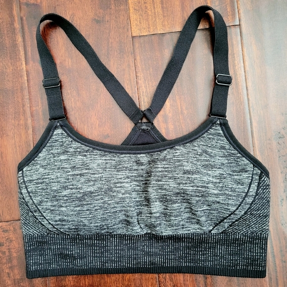 All In Motion Sports Bra Size S Black Gray Adjustable Straps Removable Padding - Picture 12 of 13